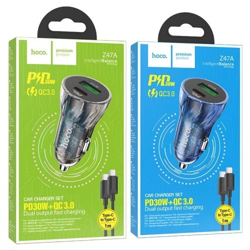 АЗП Hoco Z47A Type-C to Type-C USB + USB-C PD/QC 30W 3A