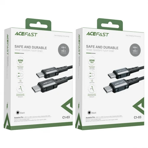 Кабель Acefast C1-03 PD 60W 3A Type-C to Type-C 1.2m