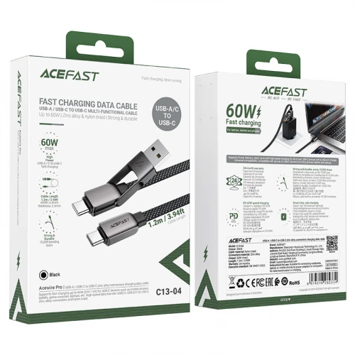 Кабель Acefast C13-04 60W 3A USB | Type-C to Type-C 1,2m