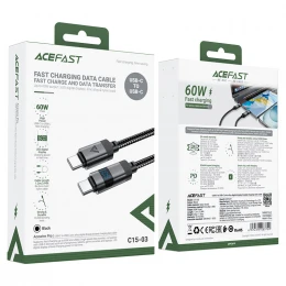 Кабель Acefast C15-03 with display 60W 3A Type-C to Type-C 1.2m