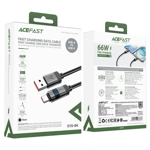 Кабель Acefast C15-04 with display 66W USB to Type-C 1.2m