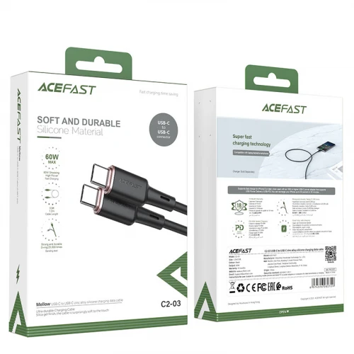Кабель Acefast C2-03 60W 3A Type-C to Type-C 1.2m