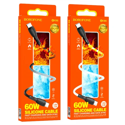 Кабель Borofone BX86 Silicone 60W Type-C to Type-C 1m