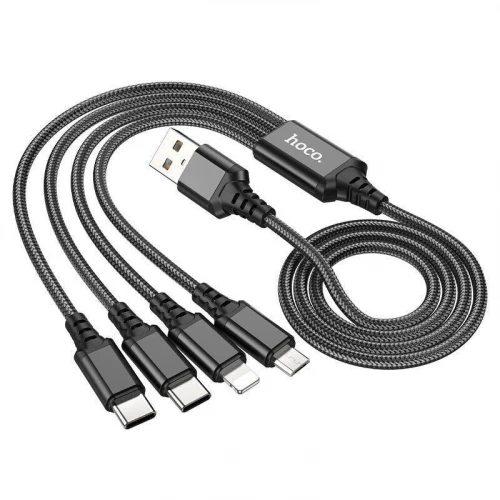 Кабель Hoco X76 Super 3in1 USB to Micro+Lightning+Type-C 1m