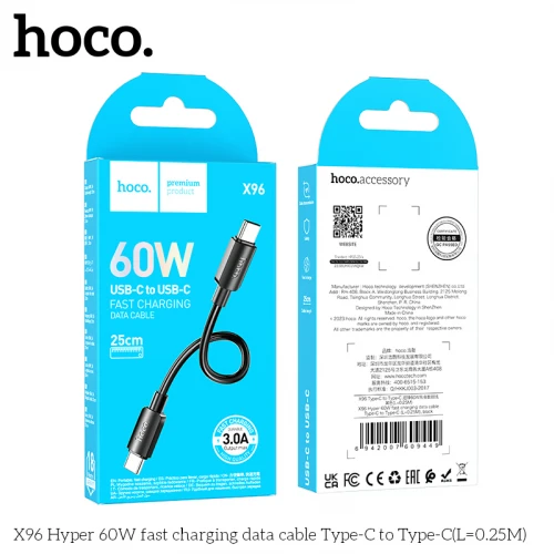 Кабель Hoco X96 Hyper 60W Type-C to Type-C 25cm