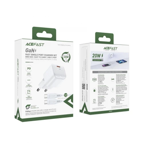МЗП 1Port Acefast A73 mini USB-C GaN PD 20W Type-C to Type-C