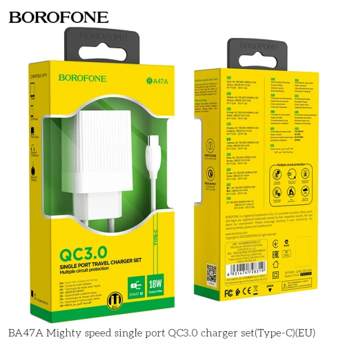 МЗП 1Port Borofone BA47A USB QC3.0 USB to Type-C