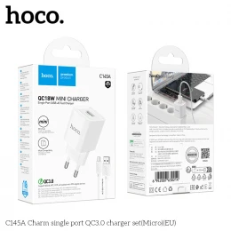 МЗП 1Port Hoco C145A Charm USB QC 3.0 USB to Micro