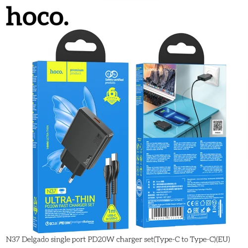 МЗП 1Port Hoco N37 Delgado USB-C PD 20W Type-C to Type-C