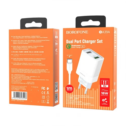 МЗП 2Port Borofone BA39A Speedway USB QC3.0 USB to Type-C