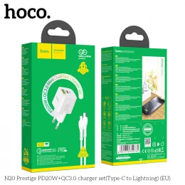 МЗП 2Port Hoco N20 USB+USB-C 3A PD/QC3.0 20W Type-C to Lightning