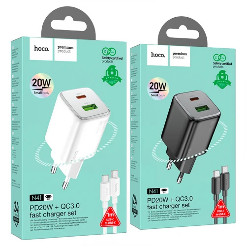 МЗП 2Port Hoco N41 USB+USB-C PD 20W Type-C to Type-C