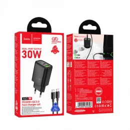 МЗП 2Port Hoco N63 Gentle USB+USB-C QC 3.0 PD 30W Type-C to Type-C