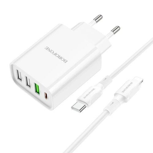 МЗП 4Port Borofone BA79A Clever 3USB + USB-C PD 20W Type-C to Lightning